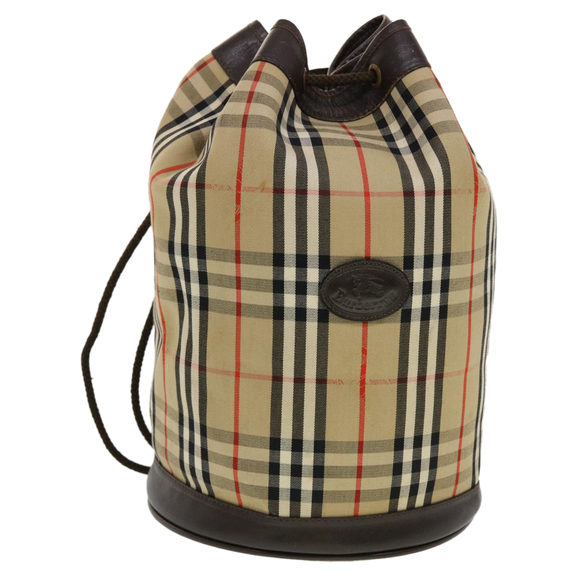 Burberry Handbags - BURBERRYSs Nova Check Shoulder Bag Nylon Leather Beige Auth 44757